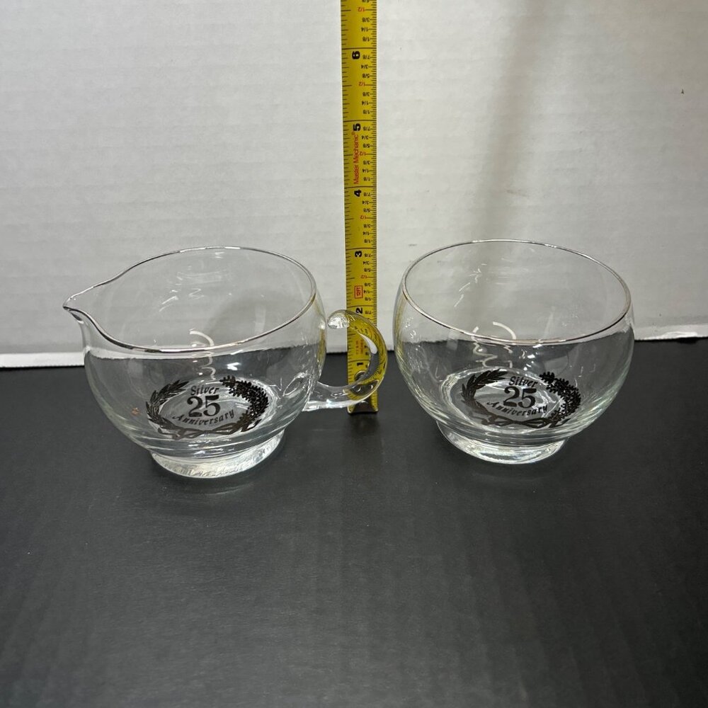 Vintage West Virginia Glass 25th Anniversary Cream and Sugar - Set Of 2 - Picture 2 of 4